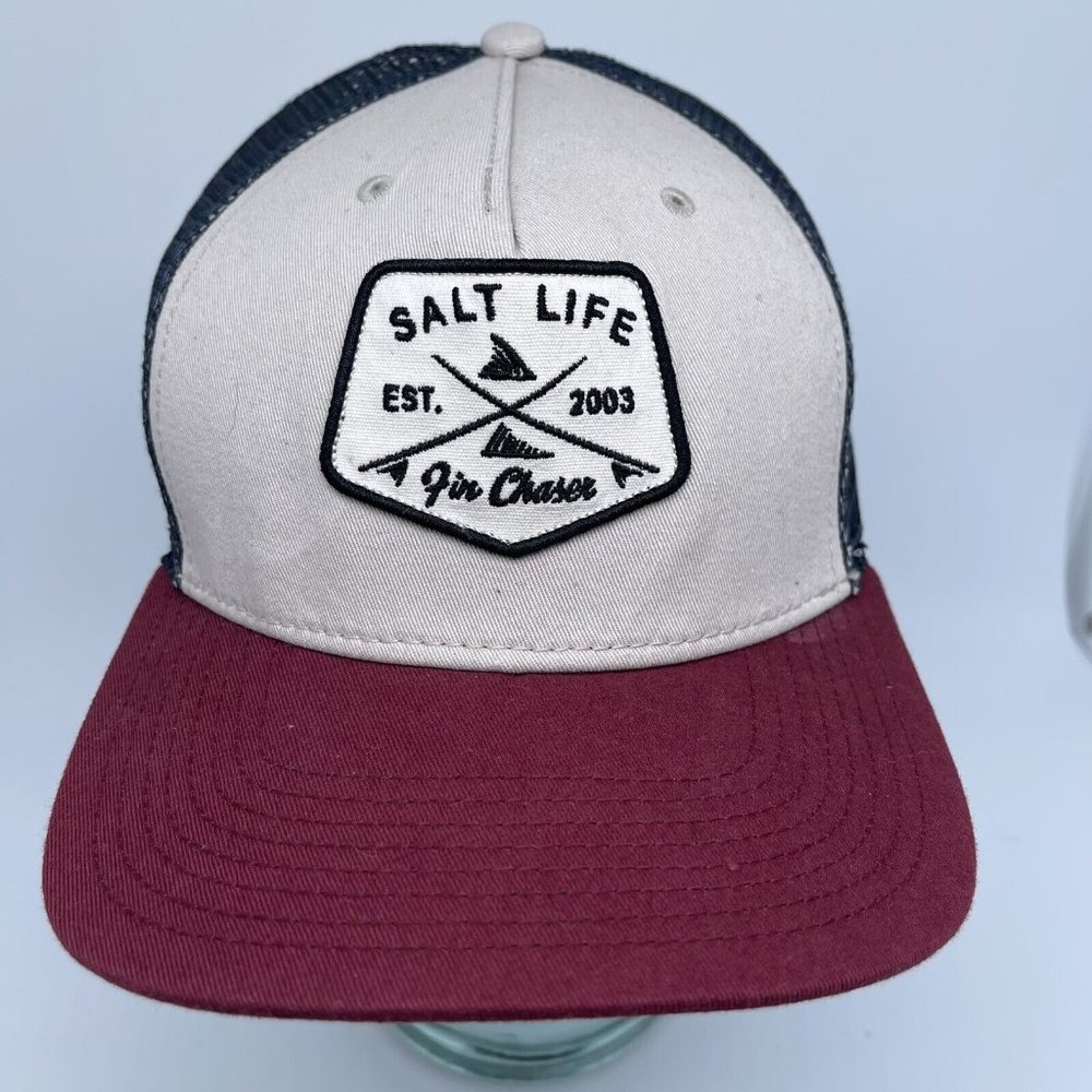Salt Life Hat Cap Snap Back Fin Chaser Trucker Logo Outdoors Fishing Adjustable - Picture 3 of 10